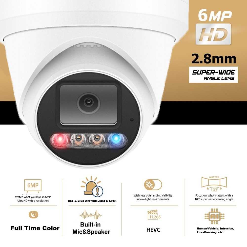 PK-6332244DL : Dual-Light Active Spotlight AI Kit (Hikvision OEM 32 Channel 12MP NVR+6MP Turret Full-Color Camera x 24+4TB HDD) - Image 3