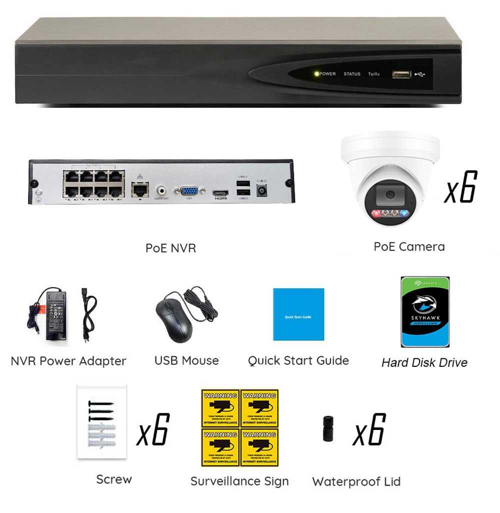 PK-83862 : Dual-Light Active Spotlight AI Kit (Hikvision OEM 8 Channel PoE 4K NVR+8MP Turret Full-Color Camera x 6+2TB HDD) - Image 2