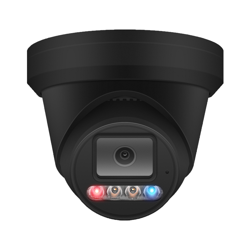 IP-2384E28B : (8MP Color Night-Vision Outdoor/Indoor Active Deterrence Turret IP Camera, 2-way Audio – Black)