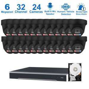 PK-63B32244DL : Dual-Light Active Spotlight AI Kit (Hikvision OEM 32 Channel PoE 12MP NVR+6MP Turret Full-Color Camera x 24+4TB HDD)