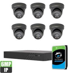 PK-63862B : Dual-Light Active Spotlight AI Kit (Hikvision OEM 8 Channel PoE 4K NVR+6MP Turret Full-Color Camera x 6+2TB HDD) Black